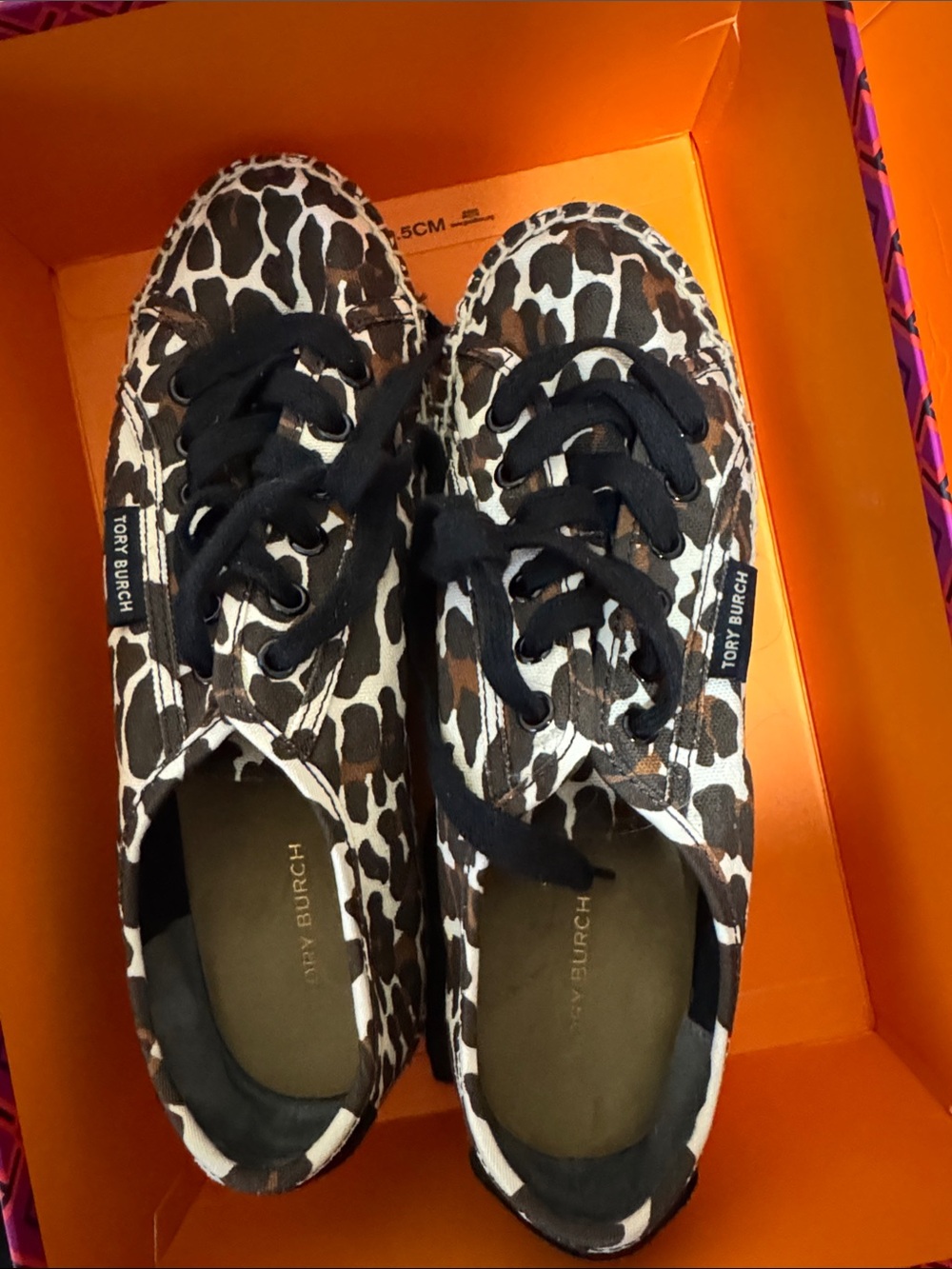 Tory Burch Leopard-Print Canvas Sneakers in Black & Brown